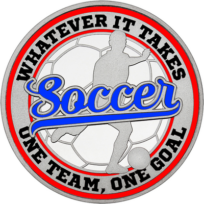 Royal Blue "Soccer" with Red Outer Circular Borders